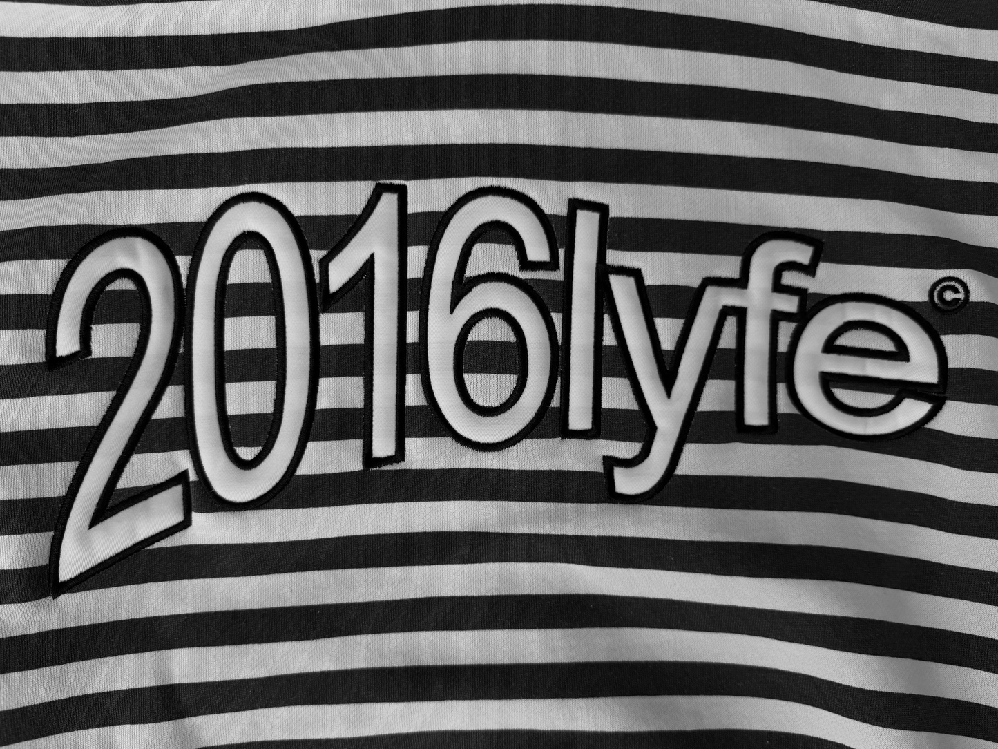 ✶ 2016LYFE WARPED LOGO STRIPED ZIP-UP ✶ [EMBROIDERED] BLACK/WHITE