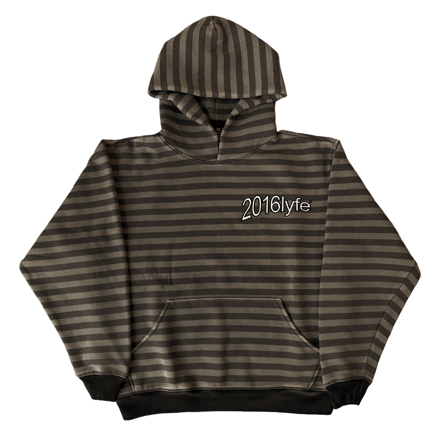 ✶ WARPED LOGO STRIPED HOODIE ✶ [EMBROIDERED] BROWN