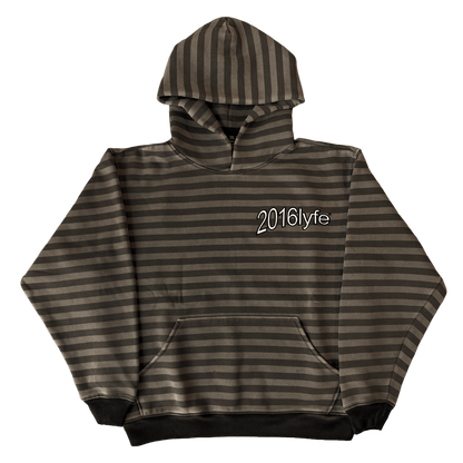 ✶ WARPED LOGO STRIPED HOODIE ✶ [EMBROIDERED] BROWN
