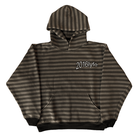 ✶ WARPED LOGO STRIPED HOODIE ✶ [EMBROIDERED] BROWN