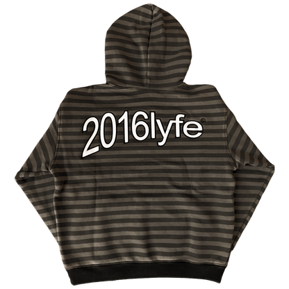 ✶ WARPED LOGO STRIPED HOODIE ✶ [EMBROIDERED] BROWN