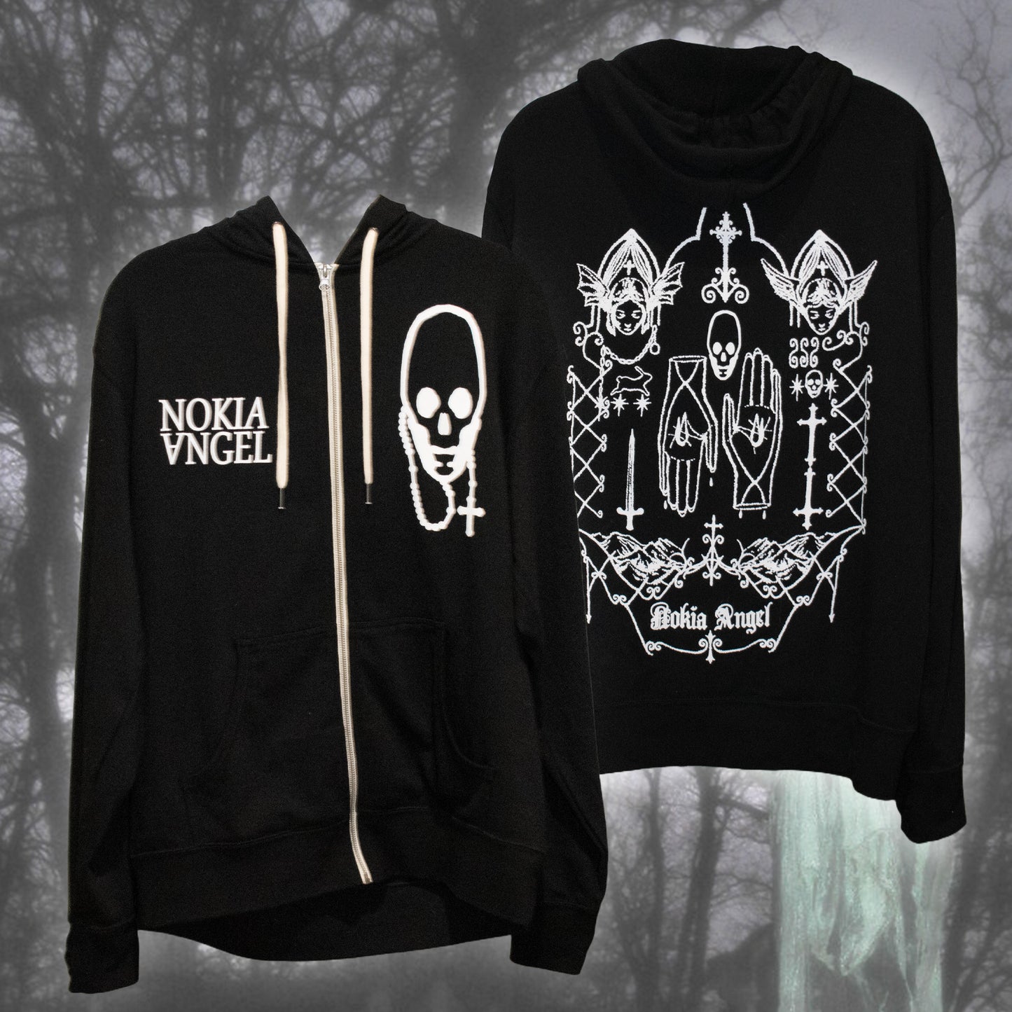 NOKIA ANGEL ZIP-UP HOODIE (BLACK)