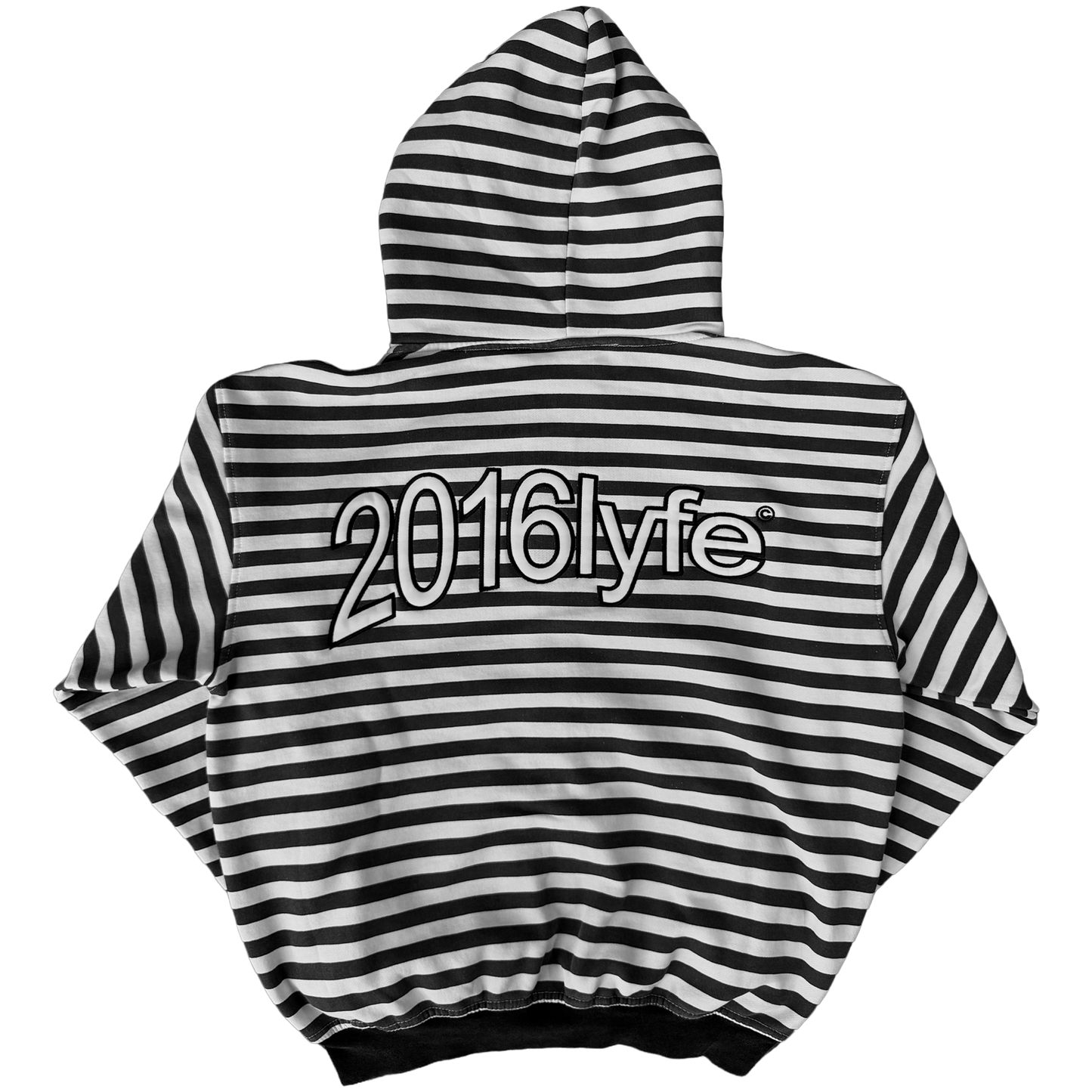 ✶ 2016LYFE WARPED LOGO STRIPED ZIP-UP ✶ [EMBROIDERED] BLACK/WHITE